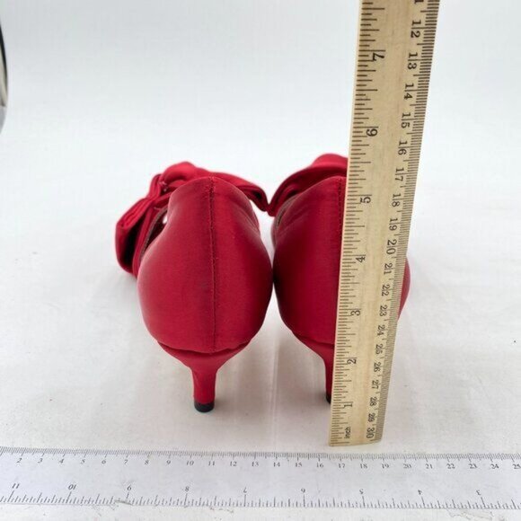 XYD Red Bowknot Low Heel D'Orsay Pumps Peep Toe Slip On Dress Evening Sandal - Picture 5 of 8